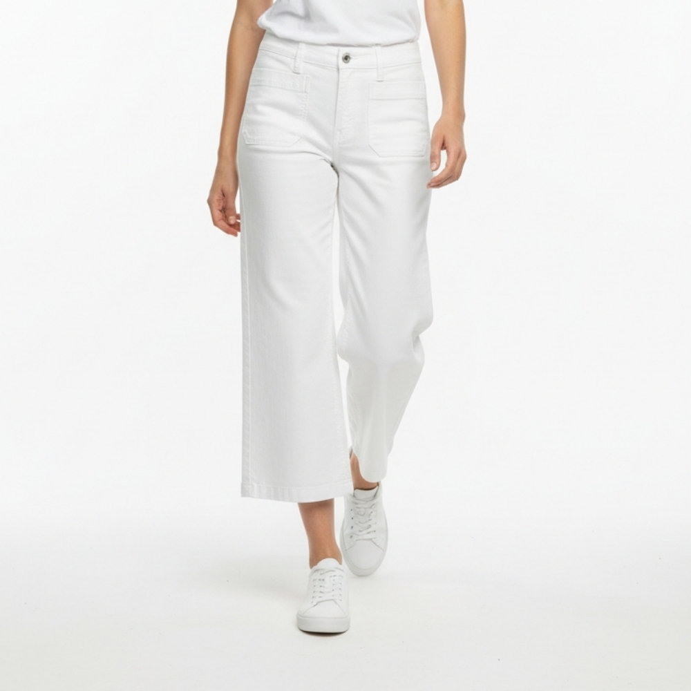 Point Sur J. Crew  White HIgh Waist Wide Leg Capri Cropped Pants 27 (Bx28)